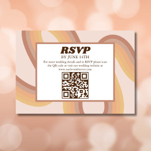 Convite 70s Linhas do Groovy Retro Funky QR Code RSVP