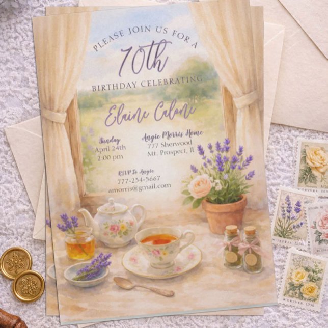 Convite 70th Birthday Party - Delightful Tea Party (Criador carregado)