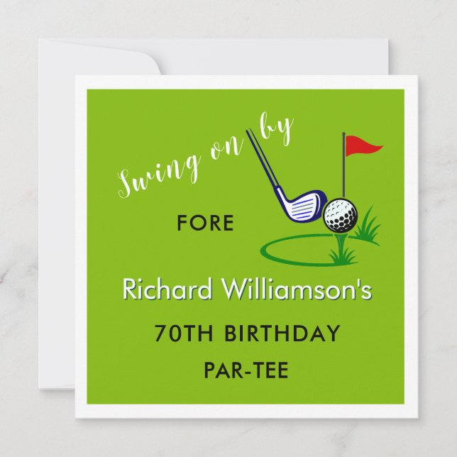 Convite 70th Birthday Party Men's Golf Theme (Frente)