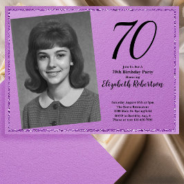 Convite 70th Custom Photo Purple and Black