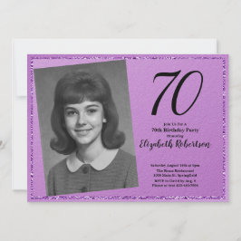 Convite 70th Custom Photo Purple and Black