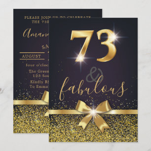 Convite 73 elegantes & aniversário do brilho Dourado