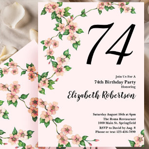 Convite 74.º Aniversário Floral de Rosa Esbranquiçada
