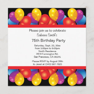 Convite 75ª Festa de aniversário  Texto "MAL"