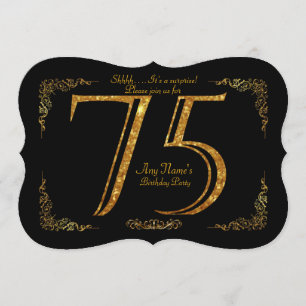 Convite 75º,Festa de aniversário 75º,excelente Gatsby,pret