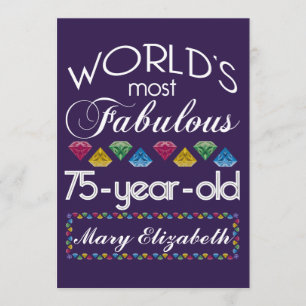 Convite 75.º Aniversário Mais Fabuloso Gems Coloridas Ro