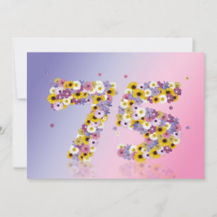 Convite 75.a Festa de aniversário, com letras floridas