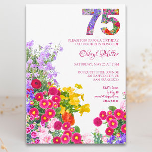 Convite 75 Anos Jardim Elegante Floral – Aniversário de 75
