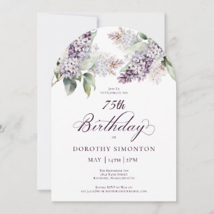 Convite 75.o Aniversário Arca da Flor Lilac Primavera Roxo