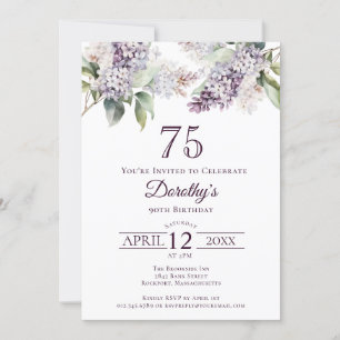 Convite 75.o Aniversário Primavera Lilac