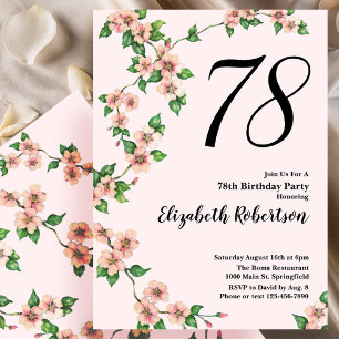 Convite 78.º Aniversário Floral de Rosa Esbranquiçada