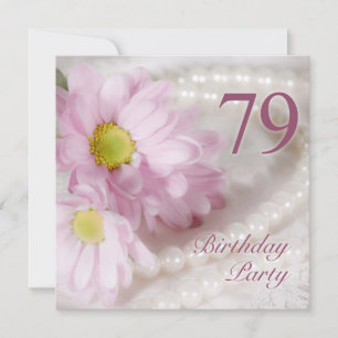 Convite 79th Birthday party invitation with daisies