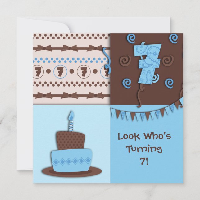 Convite 7 Aniversário : Rapaz:Convite (Frente)