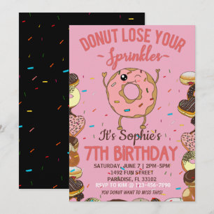 Convite 7 Aniversário Rosquinha Perder Sua Festa de Garot