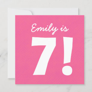 Convite 7 Birthday Custom Name Pink Pontos para a GIRL B7Z