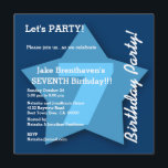 Convite 7 Birthday KIDS de 7 anos Big Blue Star K07<br><div class="desc">Sétimo aniversário Crianças de sete anos Grande Estrela Azul K07. Crie o anúncio do convite de aniversário do seu filho ao estilo moderno. É fácil! Basta adicionar os detalhes da sua festa. Este design moderno com sua estrela grande e ousada ao fundo e a carta de tendências é uma maneira...</div>