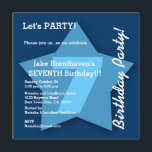 Convite 7 Birthday KIDS de 7 anos Big Blue Star K07<br><div class="desc">Sétimo aniversário Crianças de sete anos Grande Estrela Azul K07. Crie o anúncio do convite de aniversário do seu filho ao estilo moderno. É fácil! Basta adicionar os detalhes da sua festa. Este design moderno com sua estrela grande e ousada ao fundo e a carta de tendências é uma maneira...</div>