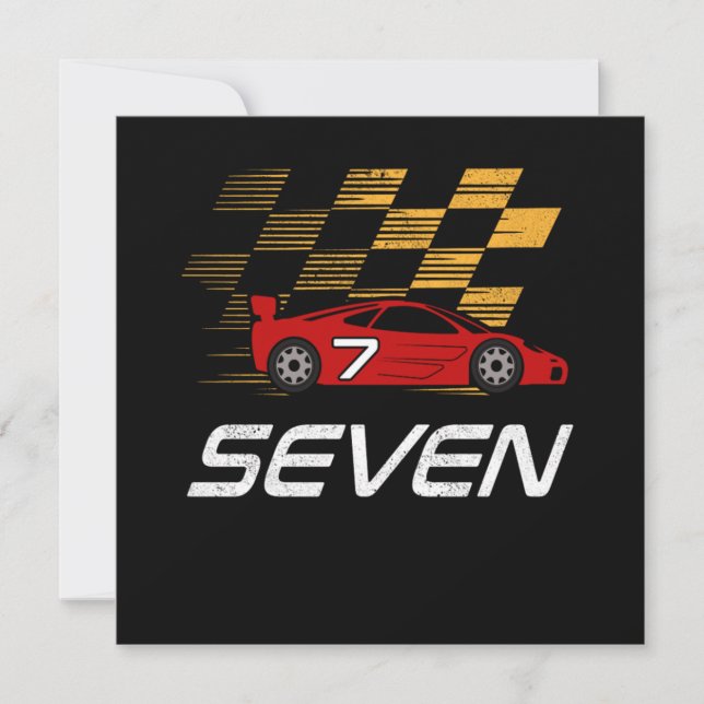 Convite 7 Birthday Racing Car Gift 7 Anos Race Driver (Frente)