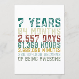 Convite 7 de 7o anos aniversário velho da menina do menin