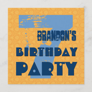 Convite 7 Festa de aniversário 7 anos de idade Grunge Des