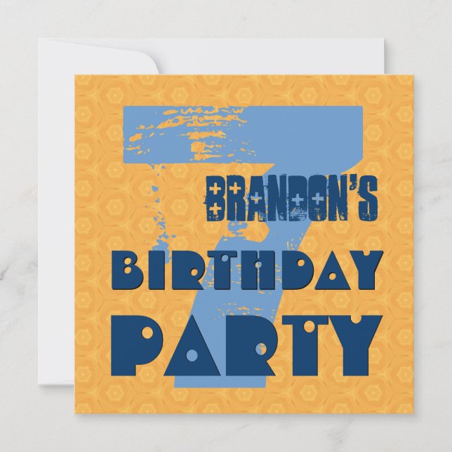 Convite 7 Festa de aniversário 7 anos de idade Grunge Desi (Frente)