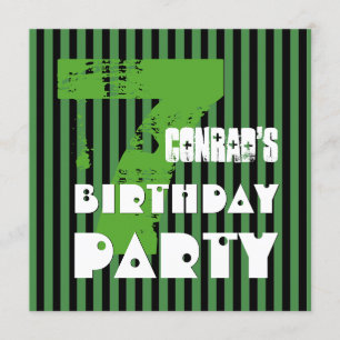 Convite 7 Festa de aniversário Grunge e Stripes Z07P