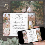 Convite 7 Foto Colagem Elegante Moderna Caligrafia Casamen<br><div class="desc">Convide a família e os amigos para um casamento simplesmente elegante com este convite de colagem de fotos moderno da na moda 7. Todo texto é simples de personalizar. (DICA DE IMAGEM: Uma maneira fácil de centralizar uma foto exatamente como você deseja é recortá-la antes de carregá-la no site do...</div>