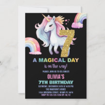 7 Rainbow Unicorn Birthday Invisions watercolo