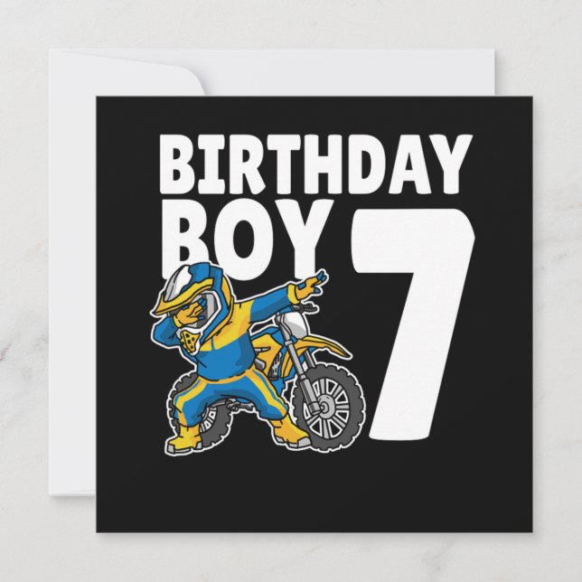 Convite 7th Birthday Dabbing Motocross Bike 7 Years Old (Frente)