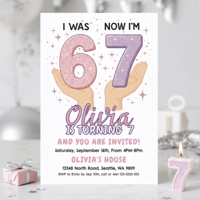 Convite 7th Birthday Girl Invitation (Criador carregado)