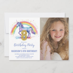 Convite 8ª foto do Rainbow Unicorn Birthday Invtions