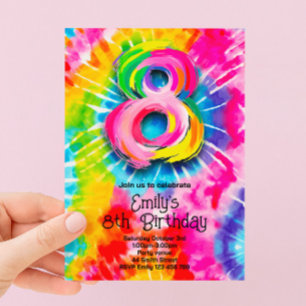 Convite 8º Aniversário Tie Dye