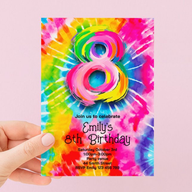 Convite 8º Aniversário Tie Dye (Criador carregado)