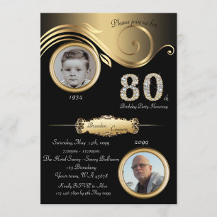 Convite 80,80 de Homem de Aniversário,deco de arte elegant