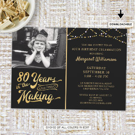 Convite 80 Aniversário A 80 ANOS NO FAZER Negro E Dourado