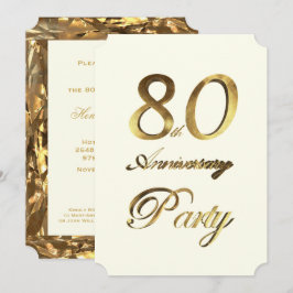 Convite 80 Aniversário do Aniversário Dourado Ilegante