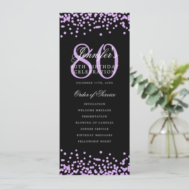 Convite 80 Aniversário do Programa Menu Puro Preto (Em pé/Frente)