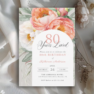 Convite 80 Anos Amada Floral Aniversário de 80 anos
