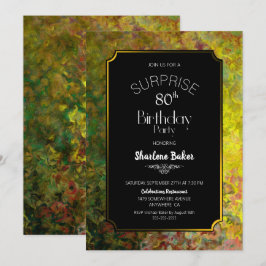 Convite 80 Birthday Black and Dourado Surprise Party