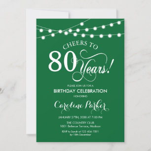 Convite 80 Birthday - Branco Verde
