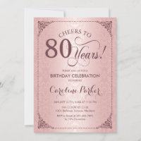 80 Birthday - Damasco Dourado Rosa