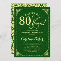 80 Birthday - Damasco Verde Dourado