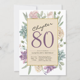 Convite 80 Birthday Floral Surprise Party