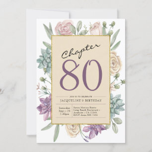 Convite 80 Birthday Floral Surprise Party
