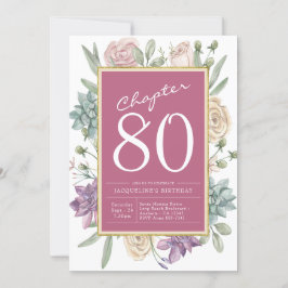 Convite 80 Birthday Floral Surprise Party