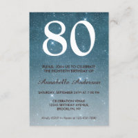 80 Birthday Marinho Blue Midnight Sky Stars Glitte