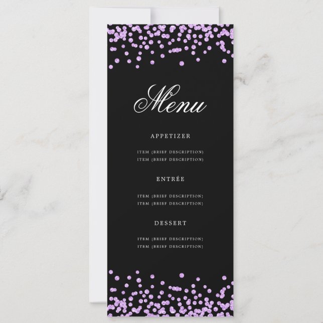 Convite 80 Birthday Menu Confetti Puro Preto (Verso)