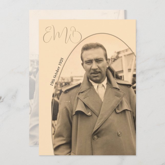 Convite 80 Birthday Monograma - Na moda de Fotografia Masc (Frente/Verso)