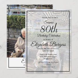 Convite 80 Birthday Photo Monograma Elegant Chic
