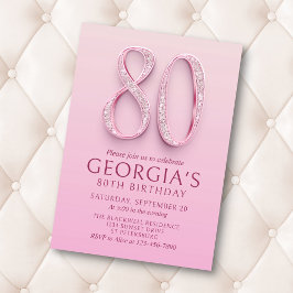 Convite 80 Birthday Pink Diamantes